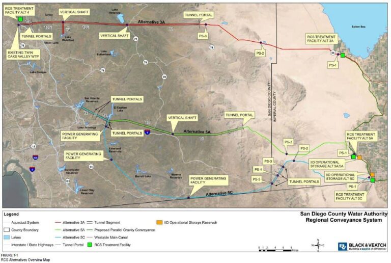 Regional conveyance system alternatives overview map by Black and Veatch