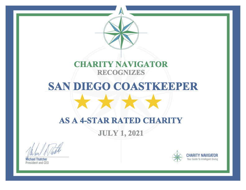 San Diego Coastkeeper earns a 4-star rating from Charity Navigator