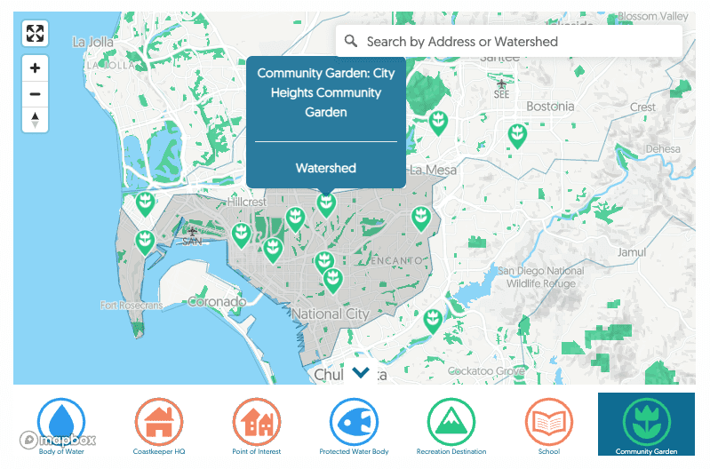 San Diego Coastkeeper Interactive Explore Your Watershed Map Community Gardens