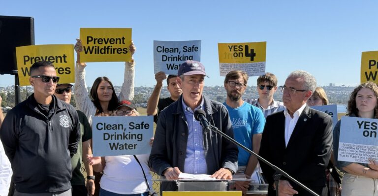 San Diego Coastkeeper executive director Phillip Musegaas leads an advocacy speech for clean water.